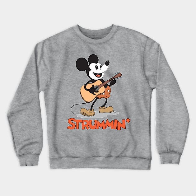 Smiling & Strummin' Mickey Crewneck Sweatshirt by jaytee